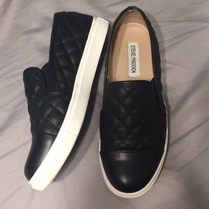 Steve Madden black quilted sneakers/slip ons